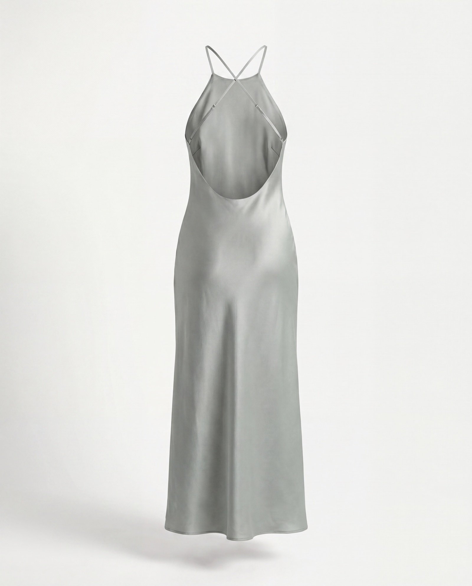 Robe halter satin vert sauge Mellari — dos nu