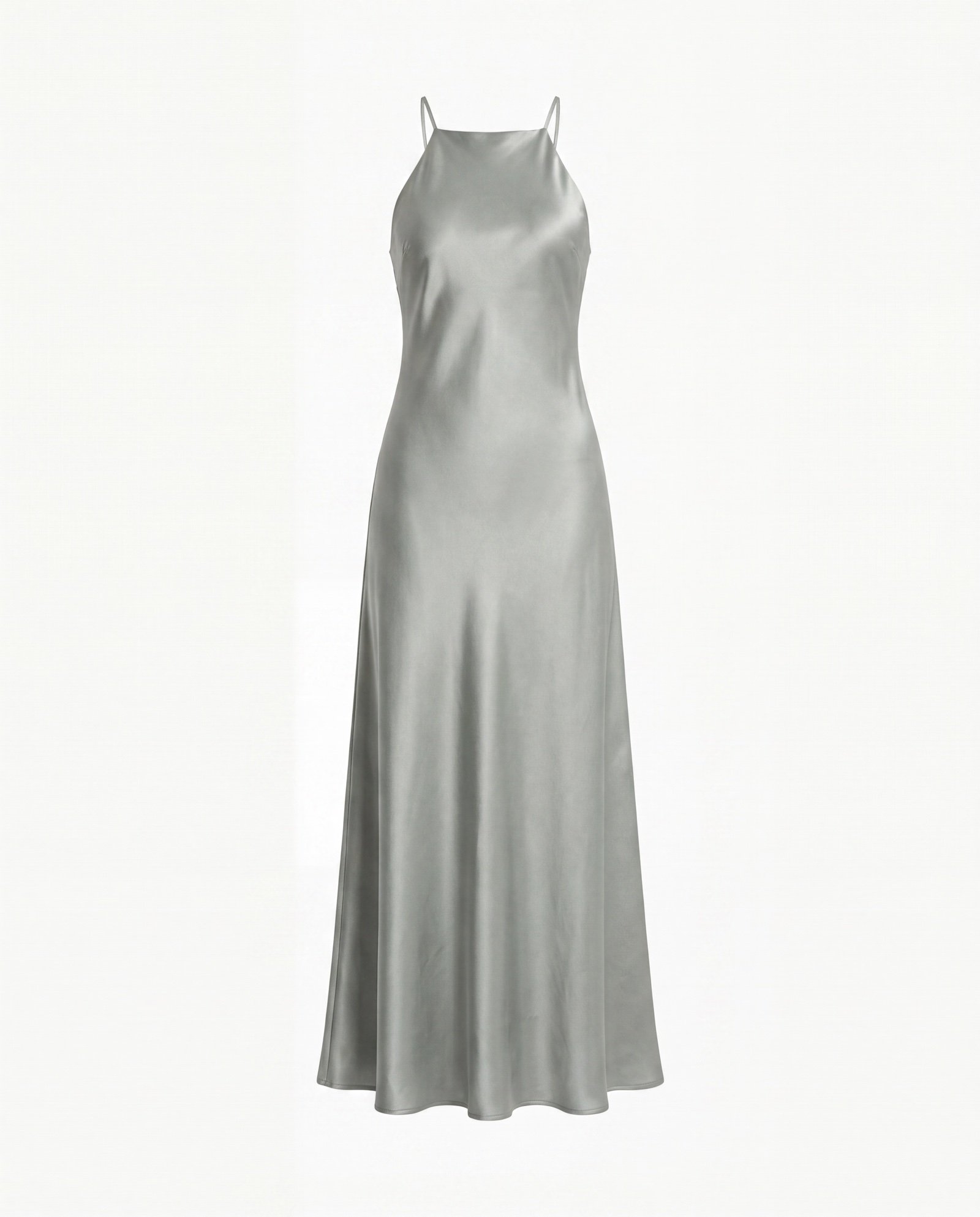 Robe halter satin vert sauge Mellari — vue face