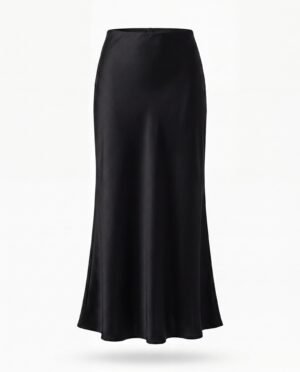 Jupe satin noire mi-longue Mellari